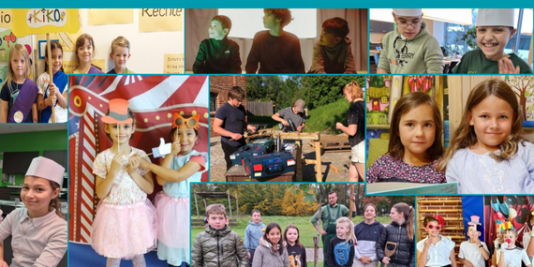 Eine bunte Collage mit Bildern von Projekten mit Kindern und Jugendlichen