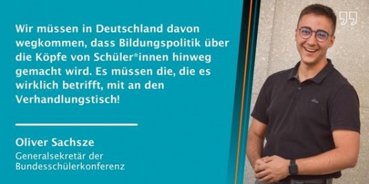 Zitat, dass Bildungspolitik nicht mehr über die Köpfe von jungen Menschen hinweg gemacht werden darf.